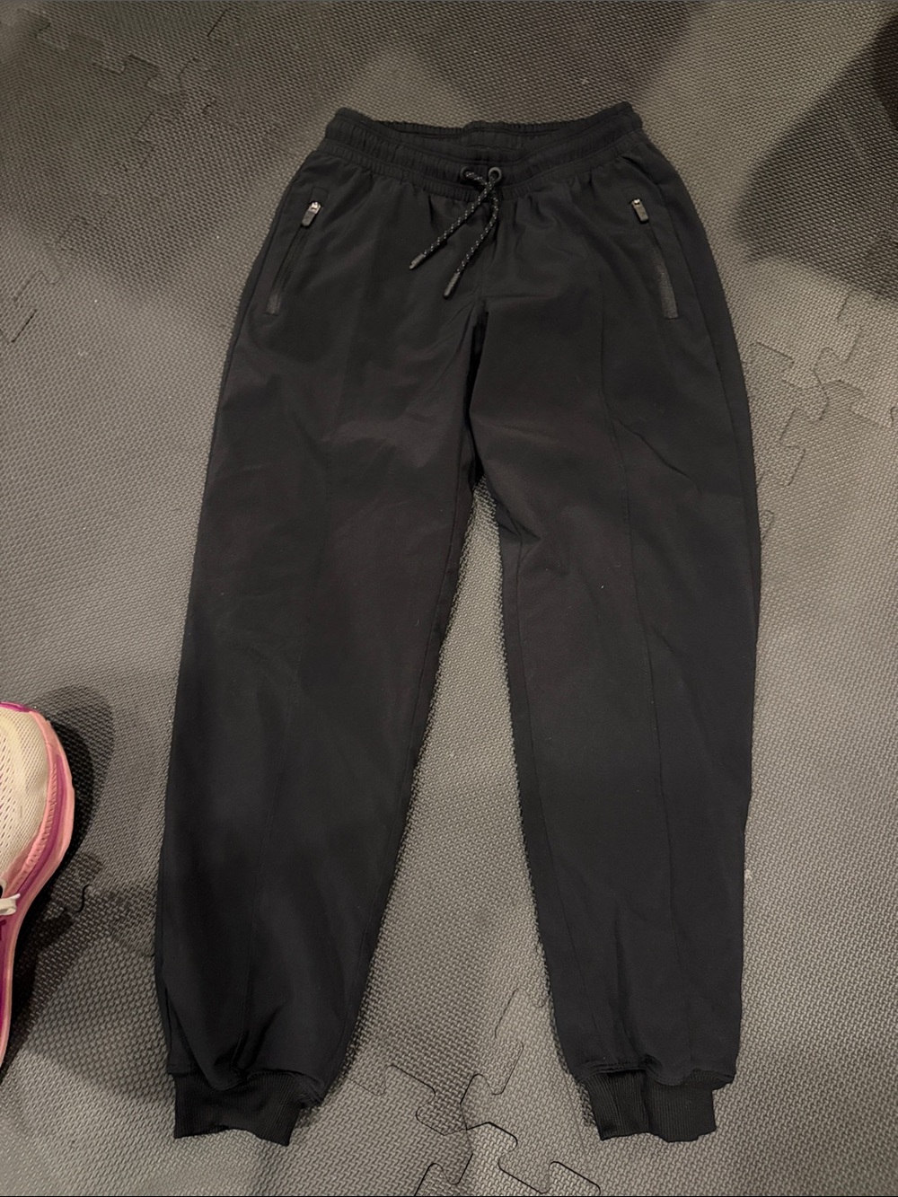 Athleta girl Black Cuffed Jogger Sweatpants with Zip Pockets - fully lined